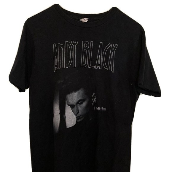 VINTAGE Andy Black T-Shirt Size Medium - Picture 1 of 2